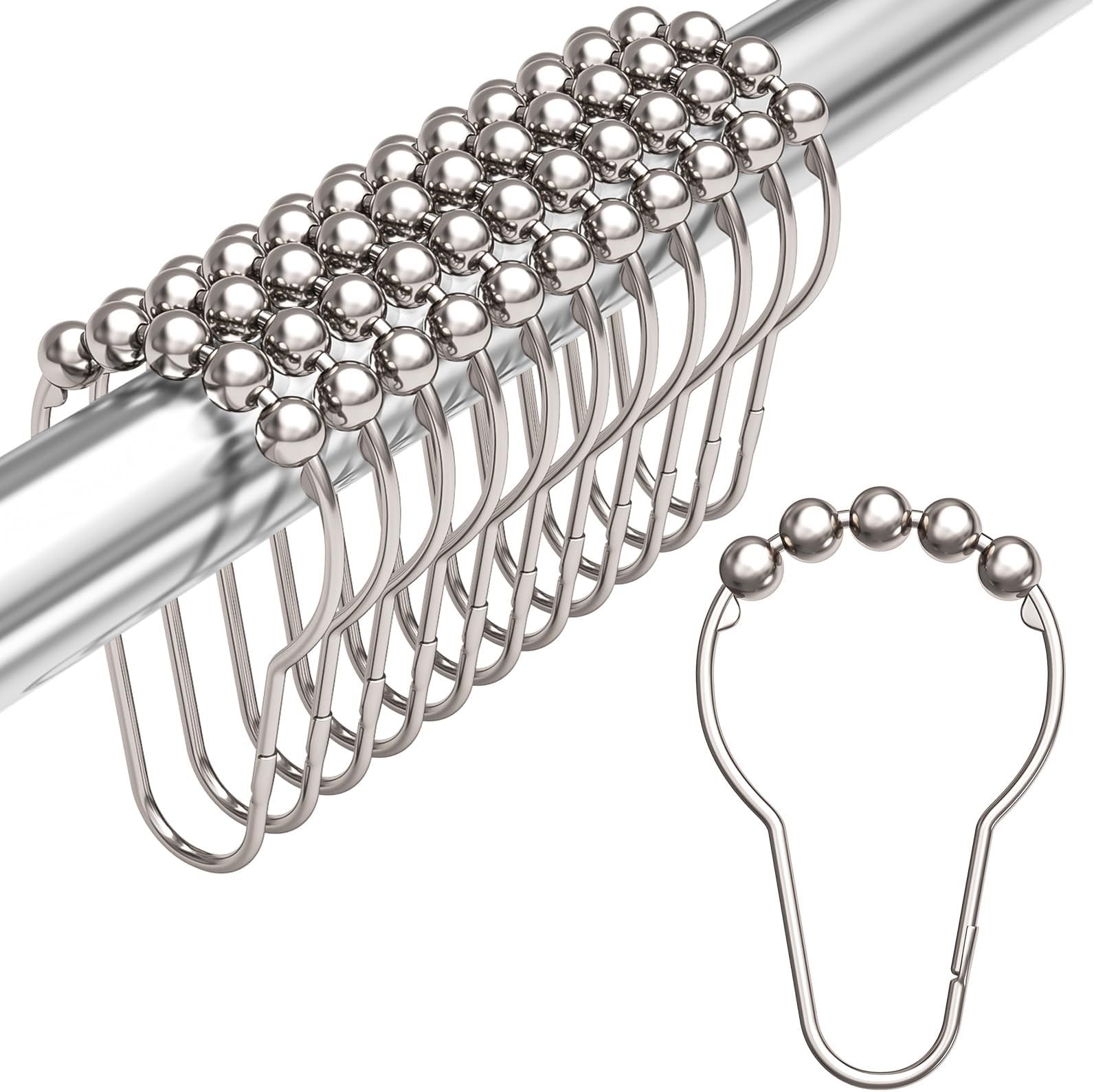 Amazon.com: Shower Curtain Liner and Hooks Set- Amazer 12PCS Rust Proof ...