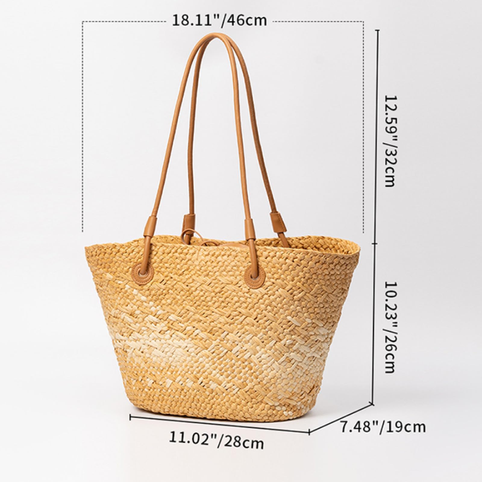 Borsa con Perline Intrecciata Puramente Fatta A Mano, Tracolla per Viaggi al Mare E Vacanze, in Papiro, da Spiaggia Portatile Donna-Verde Chiaro