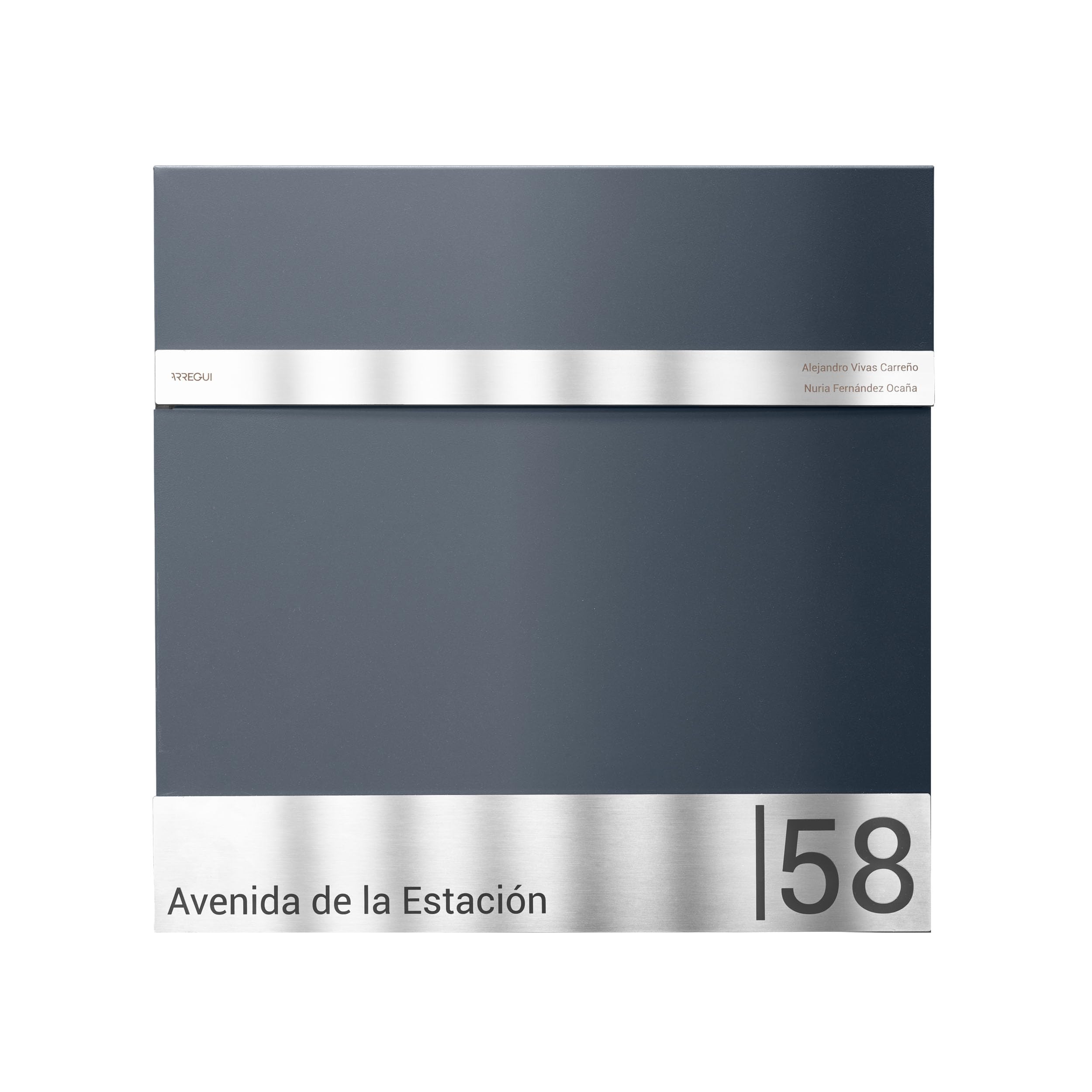 ARREGUI Plate E6525CA Buzón para Exterior Personalizable de Acero Soporte para Periódicos | Buzon de Pared (DIN A4) | Buzón para Casa con Placa de Acero Inoxidable para Nombre y Dirección | Antracita
