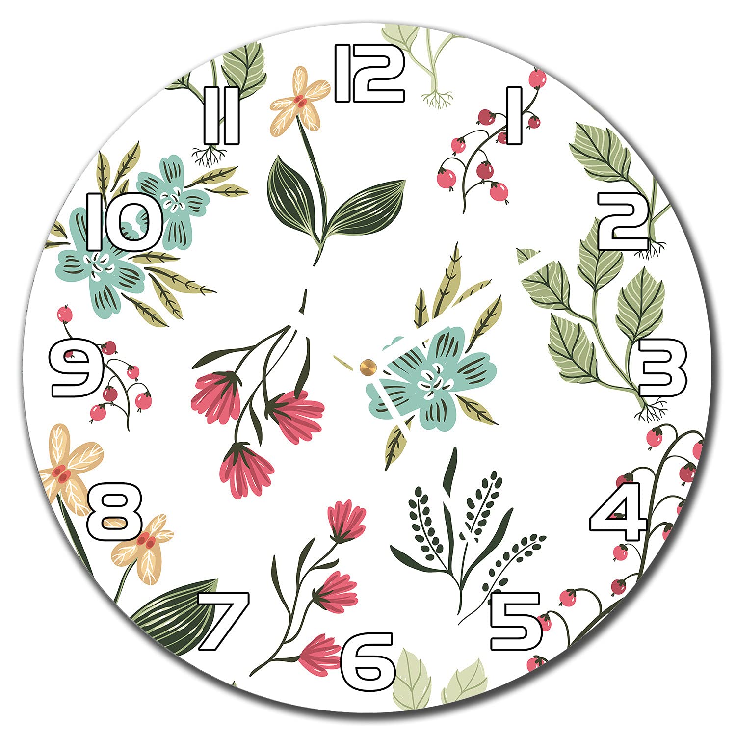 Horloge en verre Fleurs de Baies 30 cm : fini les murs vides avec cette décoration murale moderne