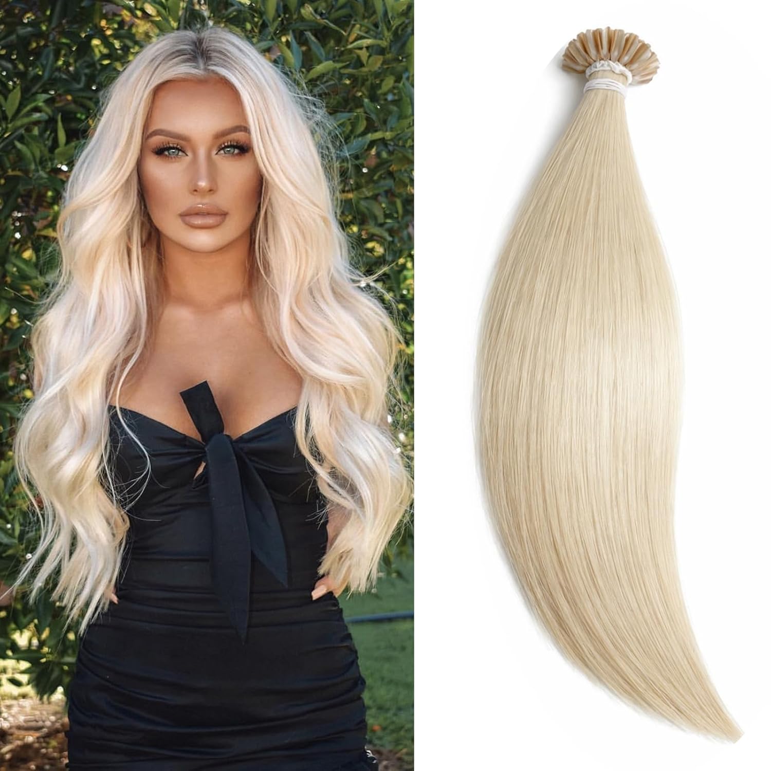 VADES U Tip Hair Extensions 12 Inch #2 Dark Brown Human Hair Fusion Hair Extension K Tips Hair Extension Real Human Hair 30G 50s (#01, 16 Inch)