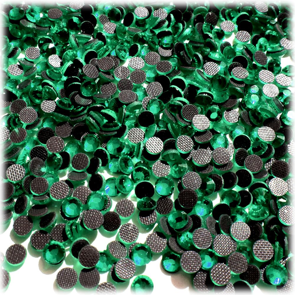 The Crafts Outlet 144-pc Iron On Heat induced Glue, Glass Rhinestones, 5mm (20ss) Small - Olive Green (Olivine)
