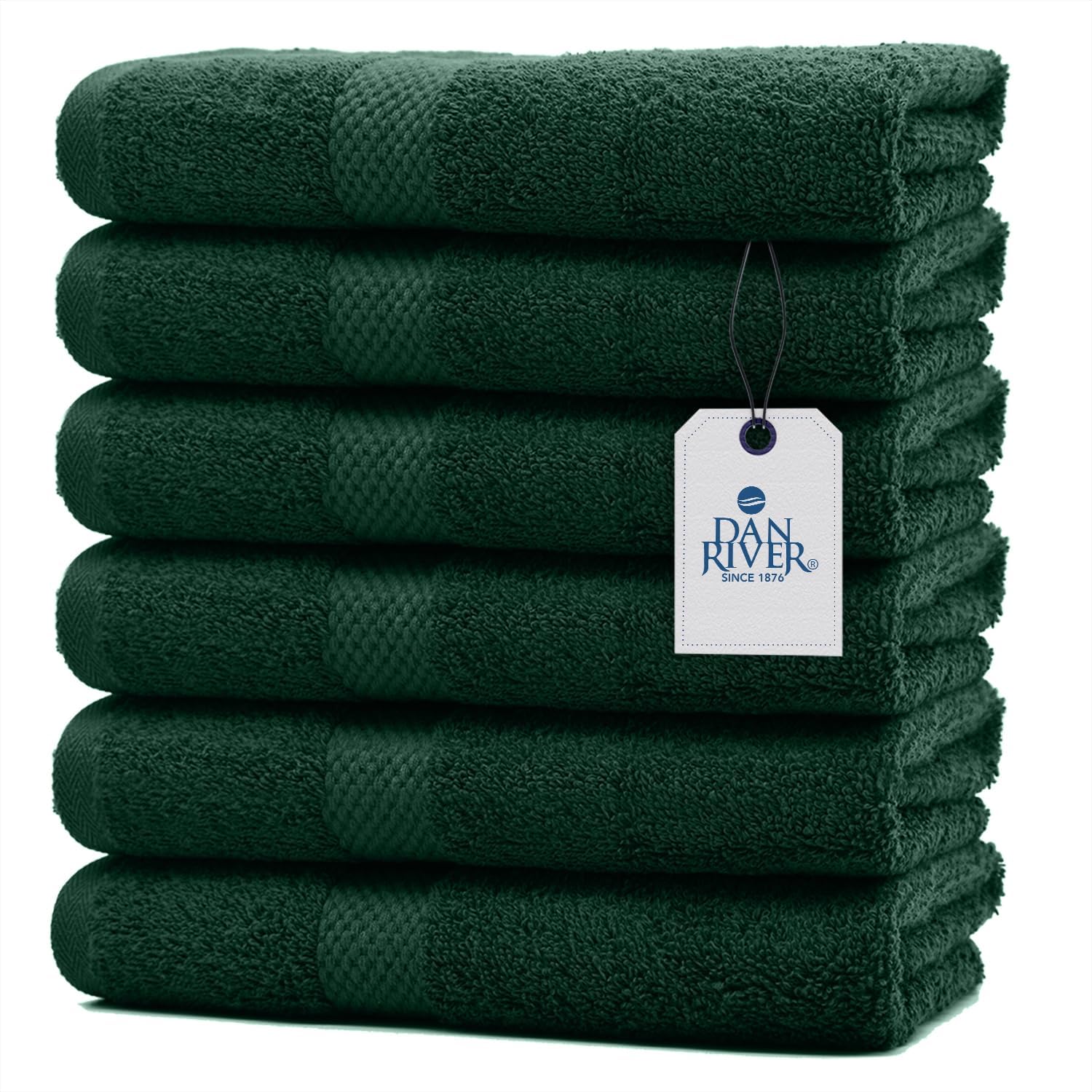 Canadian Linen Imperial Economy 6 Pack Hunter Green Hand Towels for Bathroom 16"x27