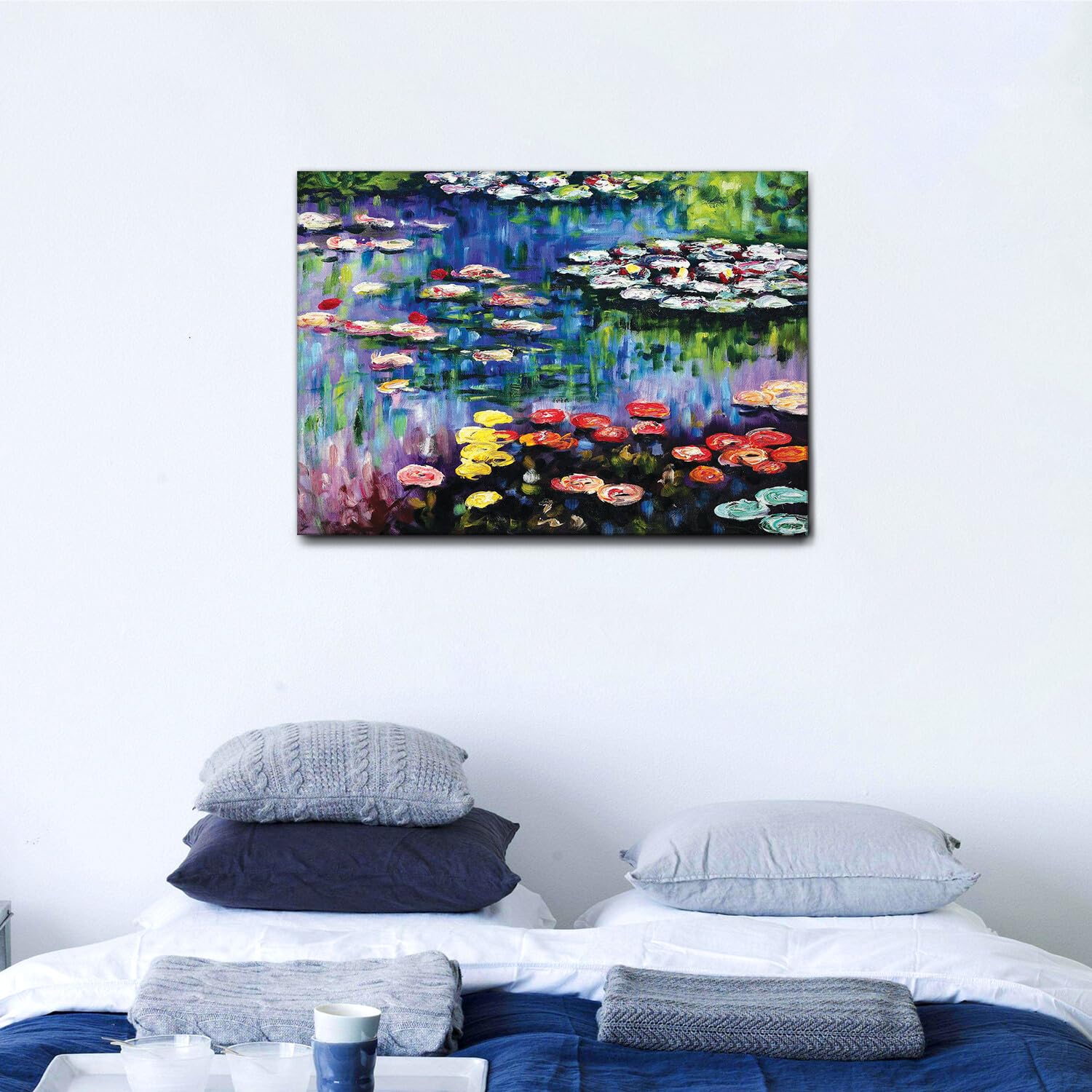 Giallobus - Quadro - Claude Monet - Ninfee dello stagno a Giverny - Tela Canvas Telaio Standard - 100L x 70l cm - Pronto da appendere - Quadri moderni per la casa
