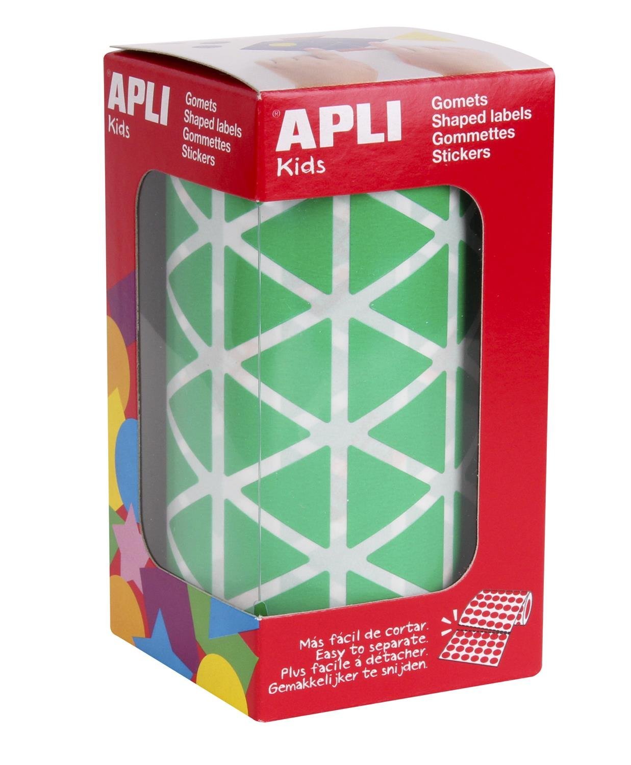 APLI Kids 4870 - Triangle self-Adhesive Gummies 21x21x21mm Green on roll