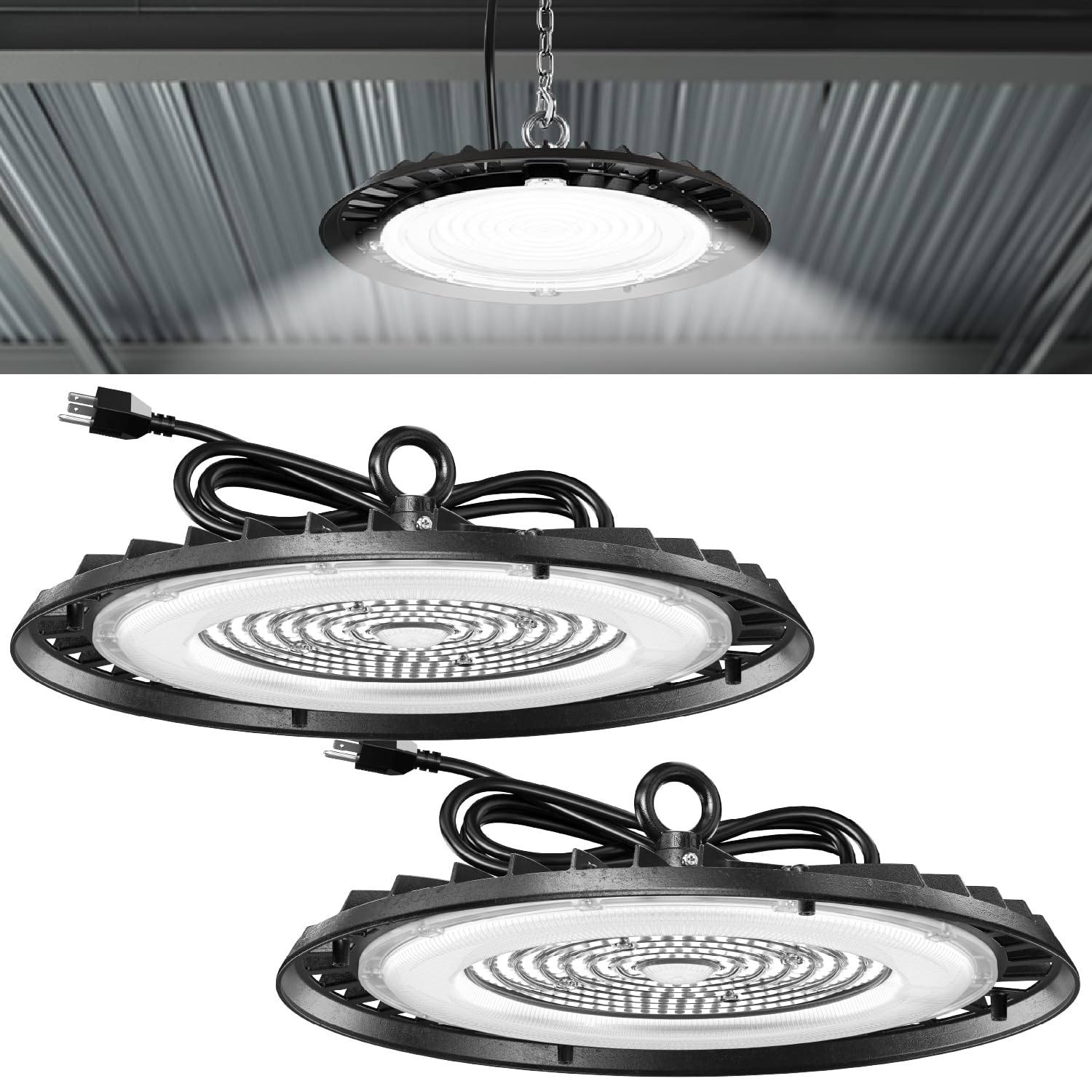 Sunco UFO LED High Bay Light, 200W, 28000 Lumens, 5000K, 0-10V
