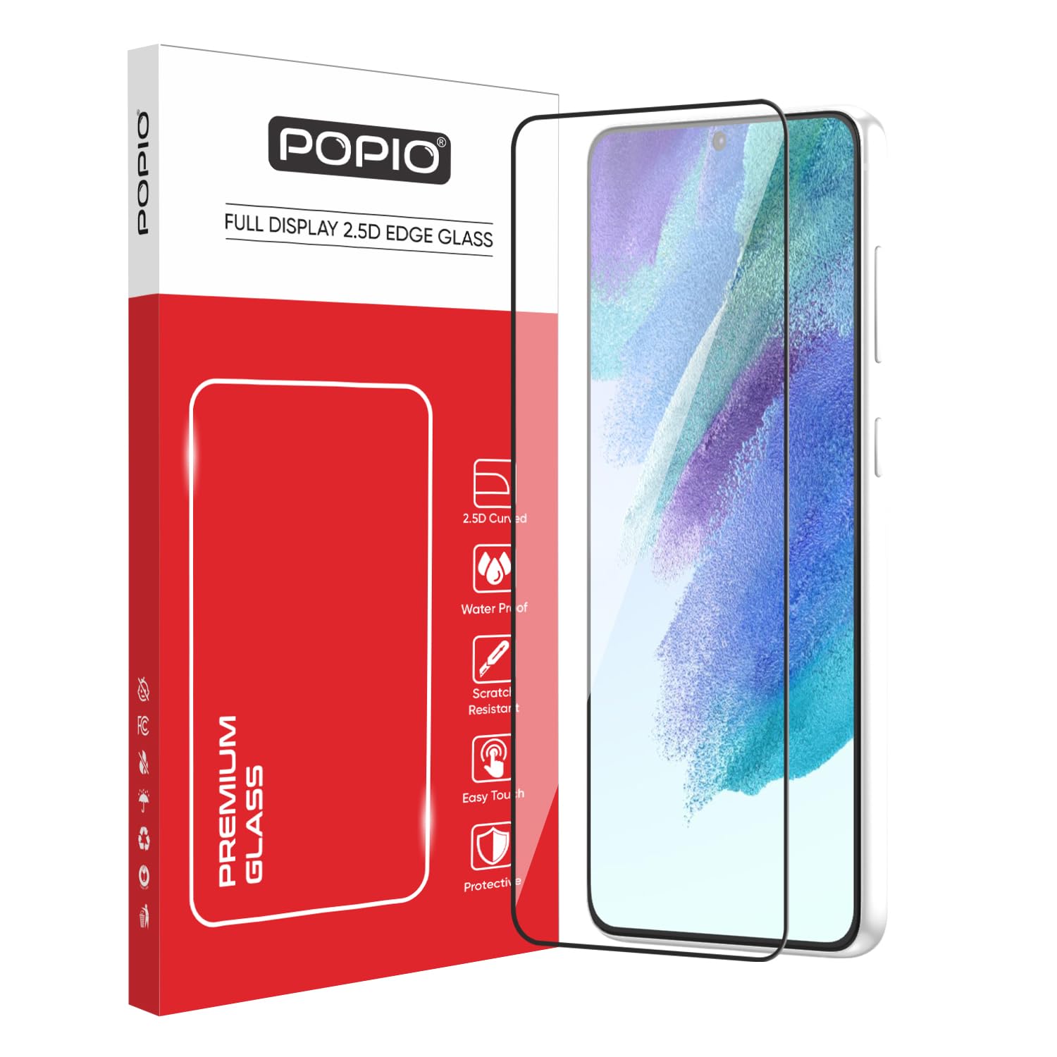 POPIO Tempered Glass Screen Protector Compatible For Samsung S21 Fe (Black) Edge To Edge Coverage With Easy Installation Kit for Smartphone-picture-31