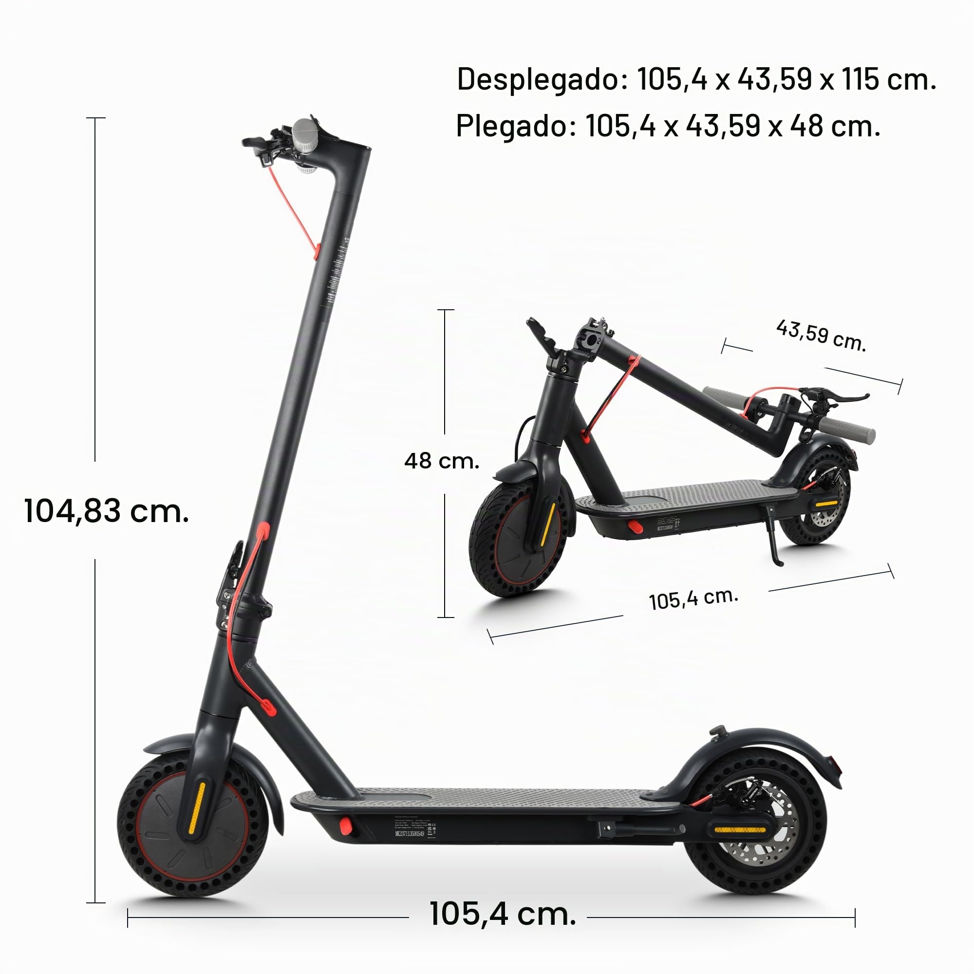 Patinete Eléctrico Plegable Mankeel para Adultos con Ruedas Macizas de 10 Pulgadas, Autonomía de 40 km, Velocidad de 25 km/h, Ideal para Adolescentes y Adultos