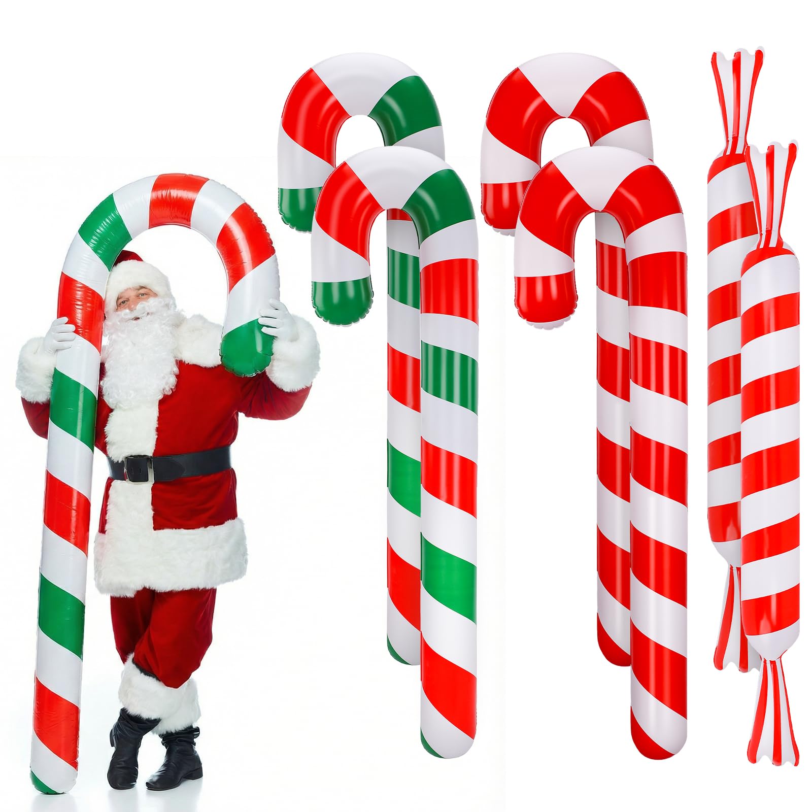 Snapklik.com : 6 Pcs 6.17 Ft Inflatable Christmas Candy Canes Jumbo