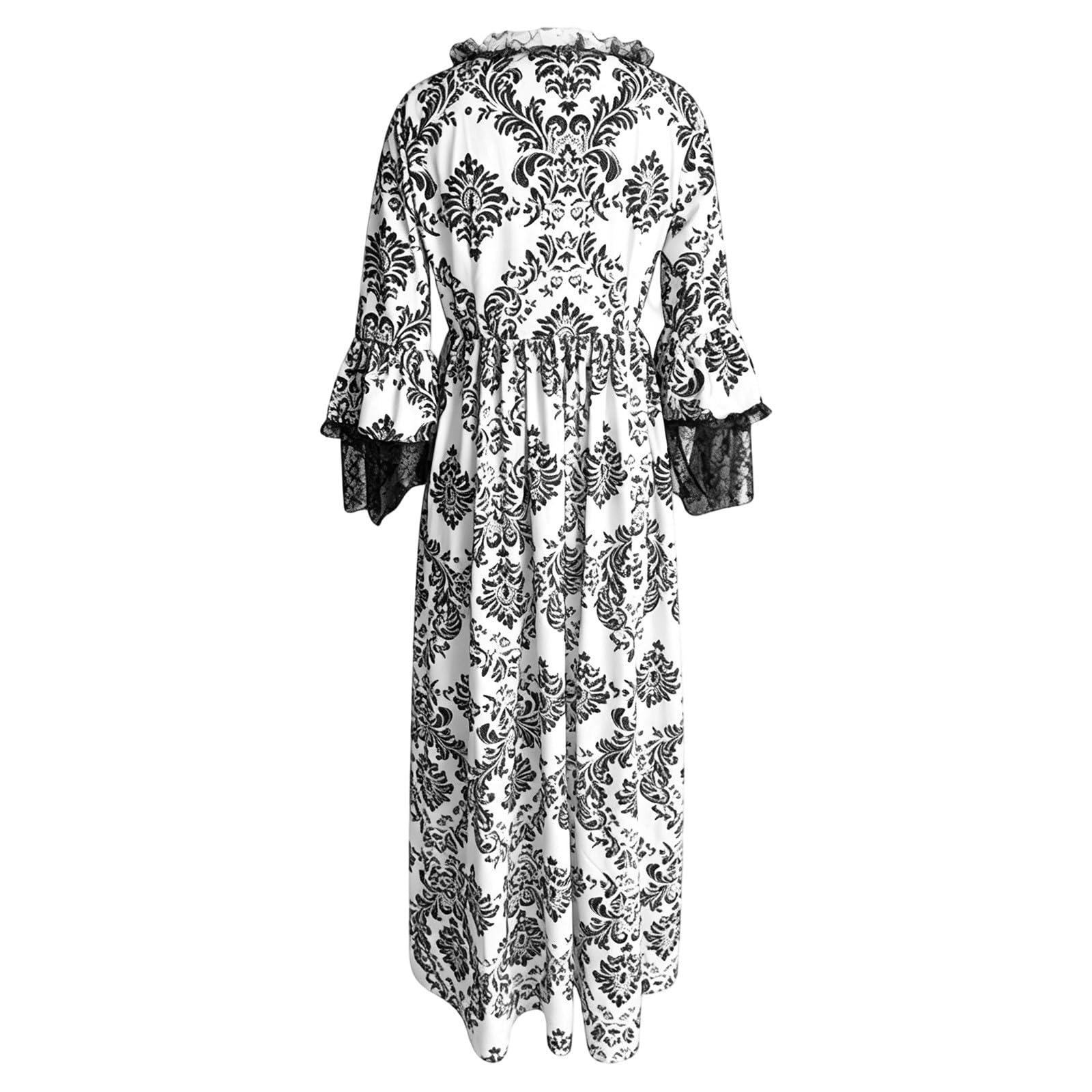 Incantevole abito di corte medievale in pizzo per cosplay costume da strega con maniche lunghe per