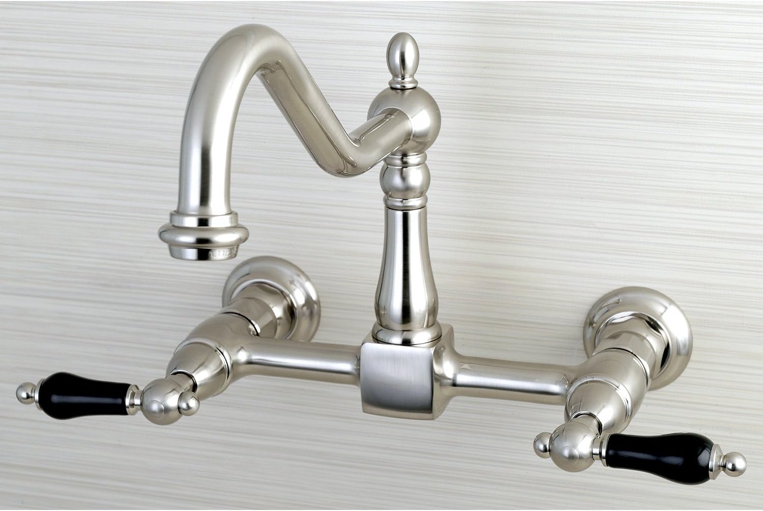 Bеѕt Sеllеr Kingston Brass KS1248PKL Duchess Wall Mount 8 inch Centerset Kitchen Faucet, 9-7/16 inch In Spout Reach, Brushed Nickel