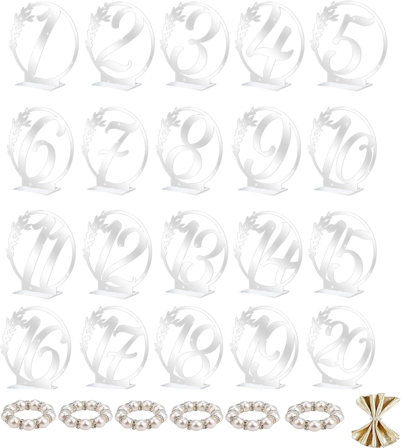 YOXIFUFA Wedding Acrylic Table Numbers 120, Silver Table