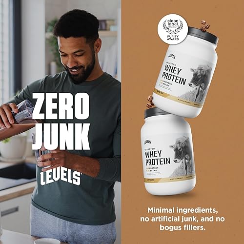 Miniatura 6 de Levels - Concentrado de proteína de suero de leche de ganado alimentado con pasto, sin ingredientes artificiales, 0.85 oz de proteína, capuchino, 2