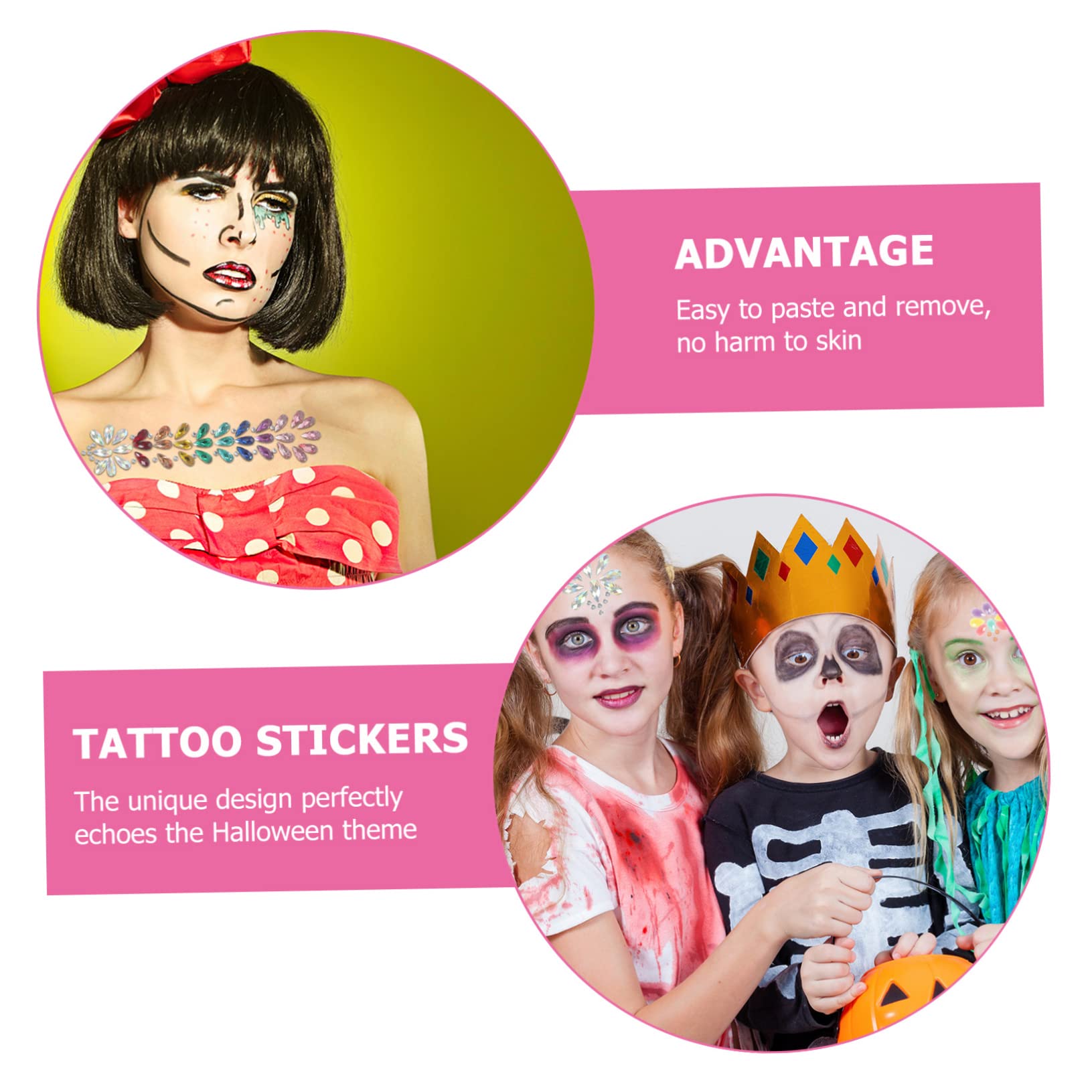 Angoily 10fogli Gemme Per e Strass Per Viso Glitterati Adesivi Per Halloween e Festival Di Musica Facile Applicazione e Rimozione Senza Residui
