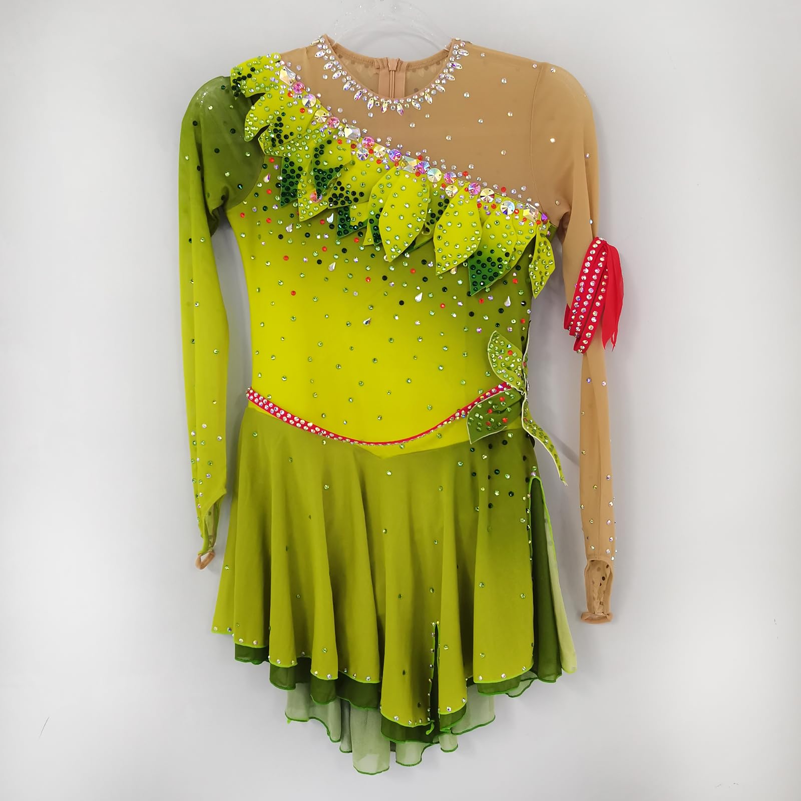 LIUHUO Vestito da Pattinaggio Artistico su Ghiaccio - Costume da palcoscenico Fatto a Mano per Donne - Bambina Personalizzabile Verde
