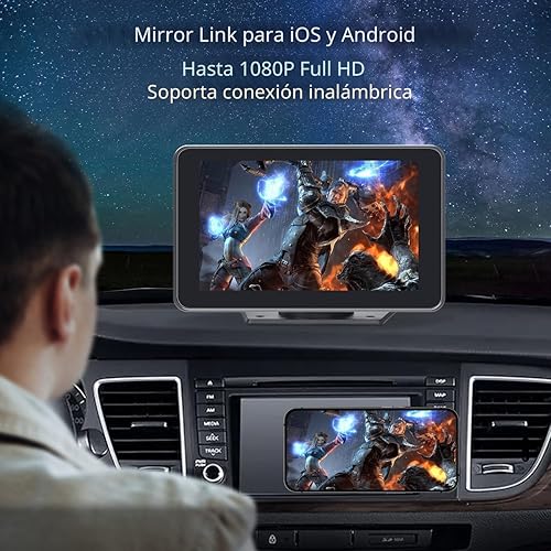 Miniatura 5 de Carplay - Pantalla para coche con Apple CarPlay/Android Auto, estéreo inalámbrico de 7 pulgadas, pantalla táctil portátil para auto con Bluetooth,