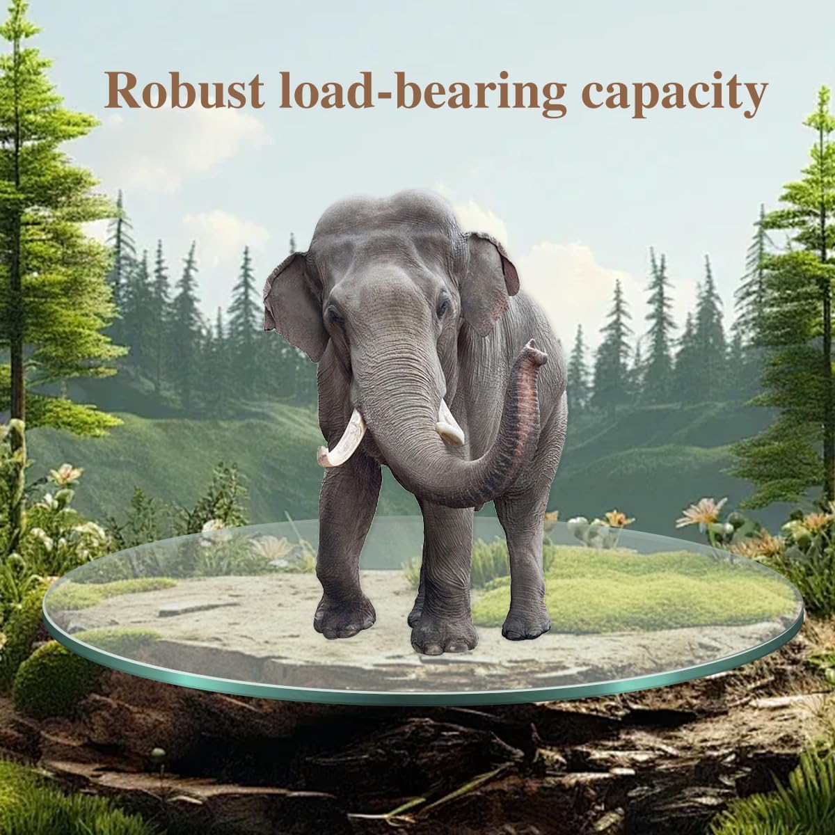 JUFU 40" Round Tempered Glass Table Top, 0.35" Thick with Pencil Edge – for Dining, Coffee, Office, Side, Restaurant Use