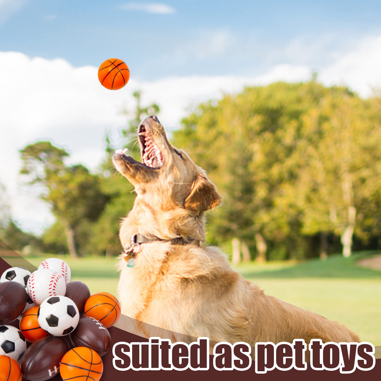 LovesTown 26 PCS Sports Stress Balls, 2.5" Mini Sports Balls Foam Baseball Basketball, Squeeze Balls Bulk for Sport Party Favors Class Prizes, Stocking Stuffers Boy Birthday Pet Toys