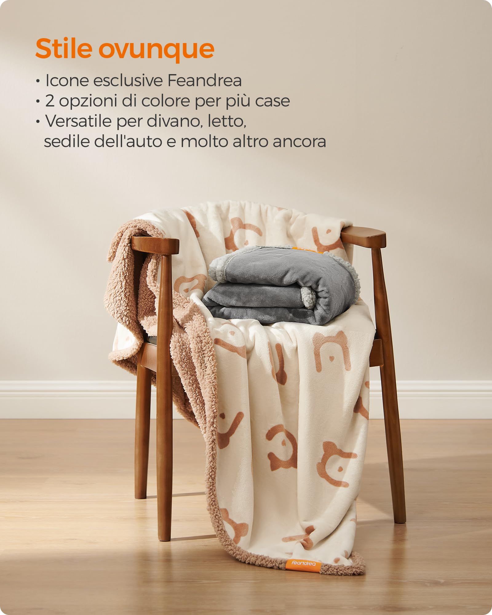 Feandrea Coperta Impermeabile per Cani, Coperta Animali Domestici in Sherpa per Cani Nani, Gatti, 73 x 63 cm, S, Coprisedile Reversibile Lavabile in Lavatrice, Beige PPB029K01