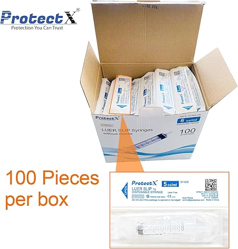 Miniatura 4 de ProtectX Jeringa estéril desechable Luer Slip de 0.2 fl oz, sellada individualmente, dispensación suave y precisa para laboratorios científicos,
