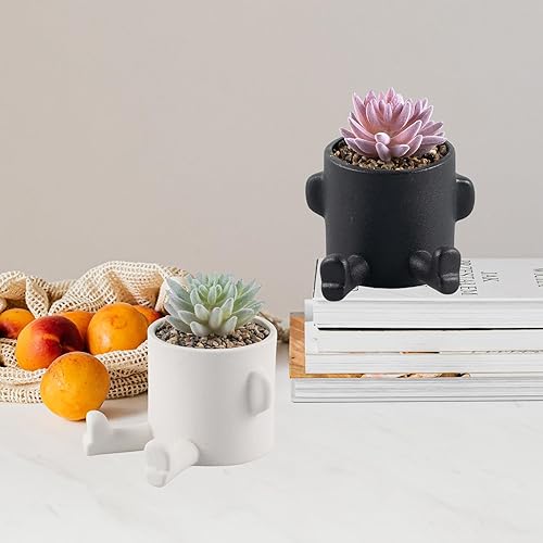 Miniatura 4 de Suculentas falsas, bonitas plantas suculentas artificiales, 2 piezas de decoración de escritorio de oficina con macetas en forma humana para