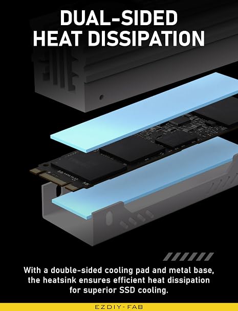 EZDIY-FAB Shield ARGB M.2 2280 SSD Heatsink, Built-in 20mm PWM Fan, White