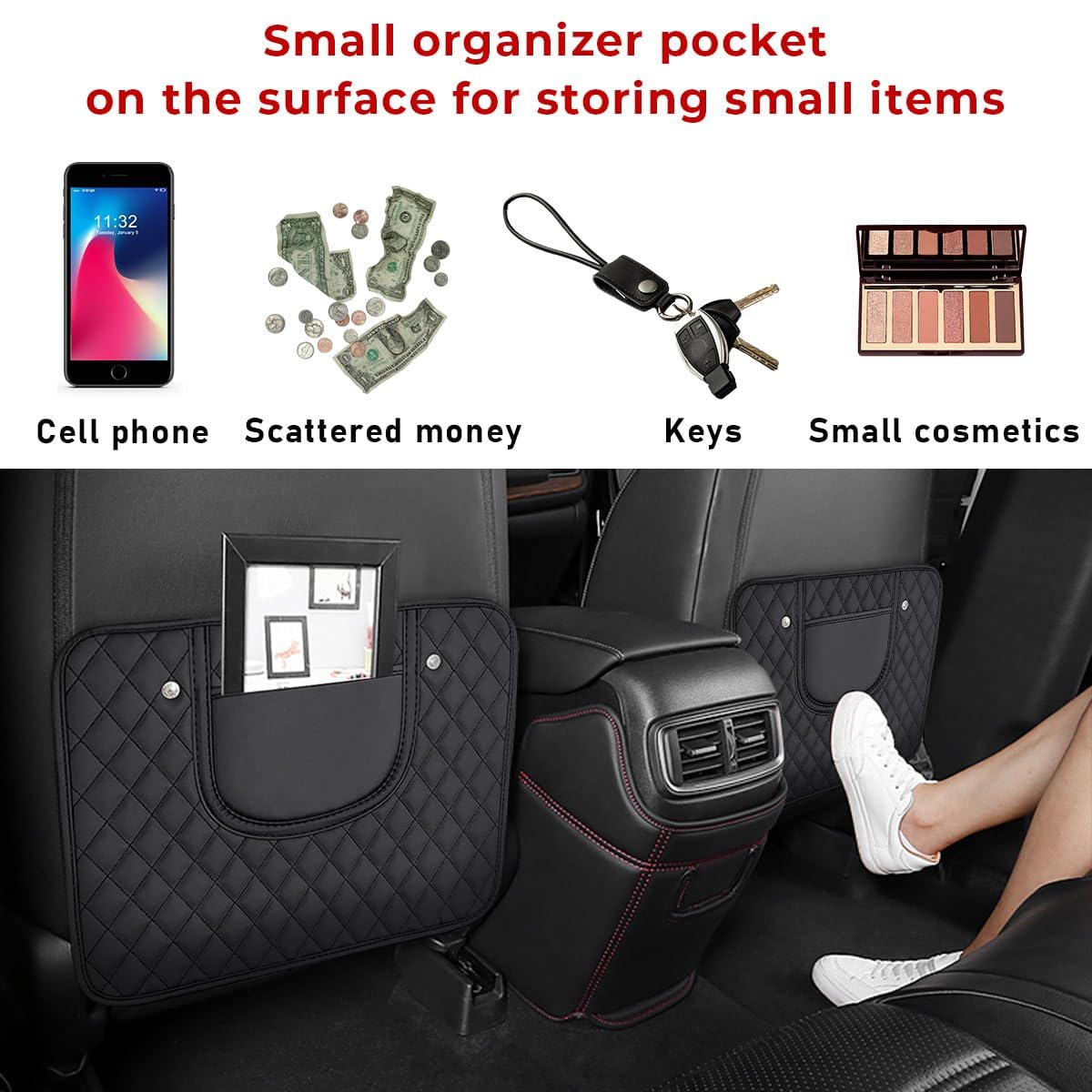 Cuscinetti Anti-Calci Seggiolini Auto per BYD Seal U 2024, Protezione Sedile dello Schienale Auto Proteggi Sedile Accessori 2 Pezzi,Black