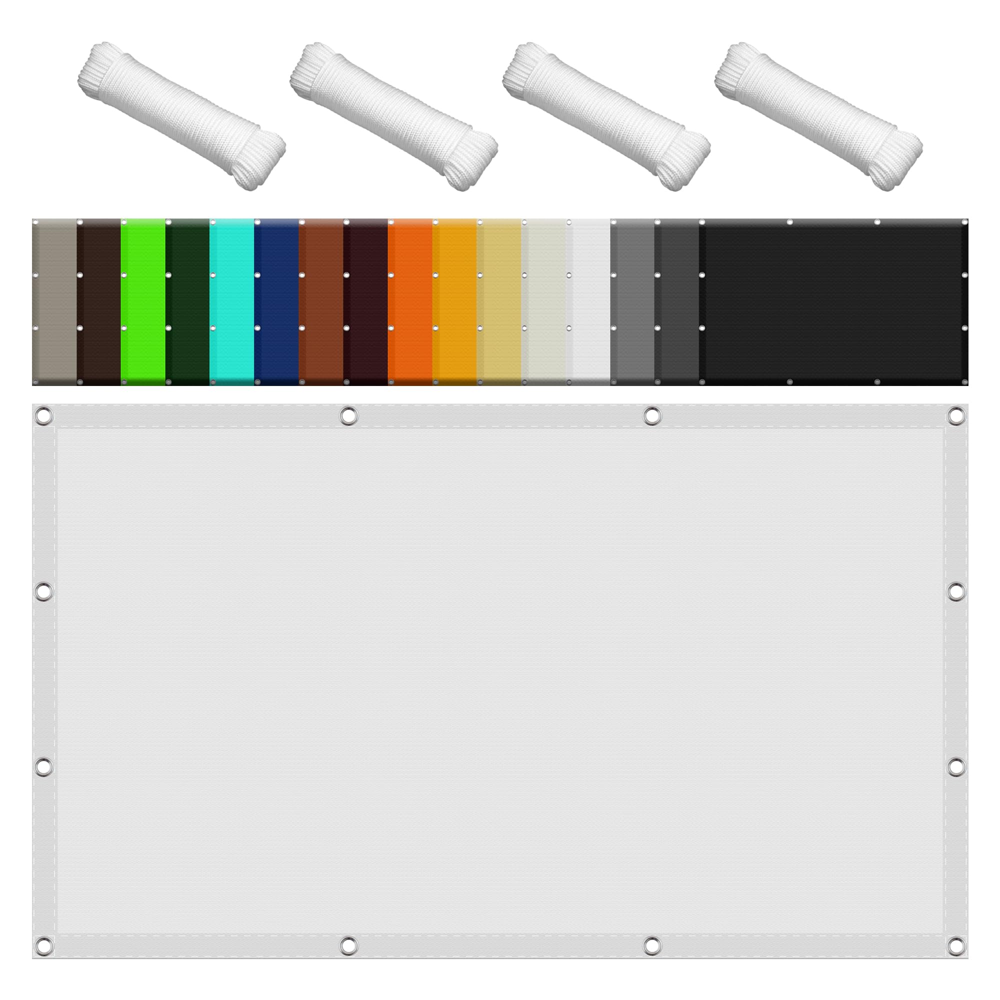 Store extérieur étanche haut de gamme 170 x 800 cm blanc protection solaire maximale