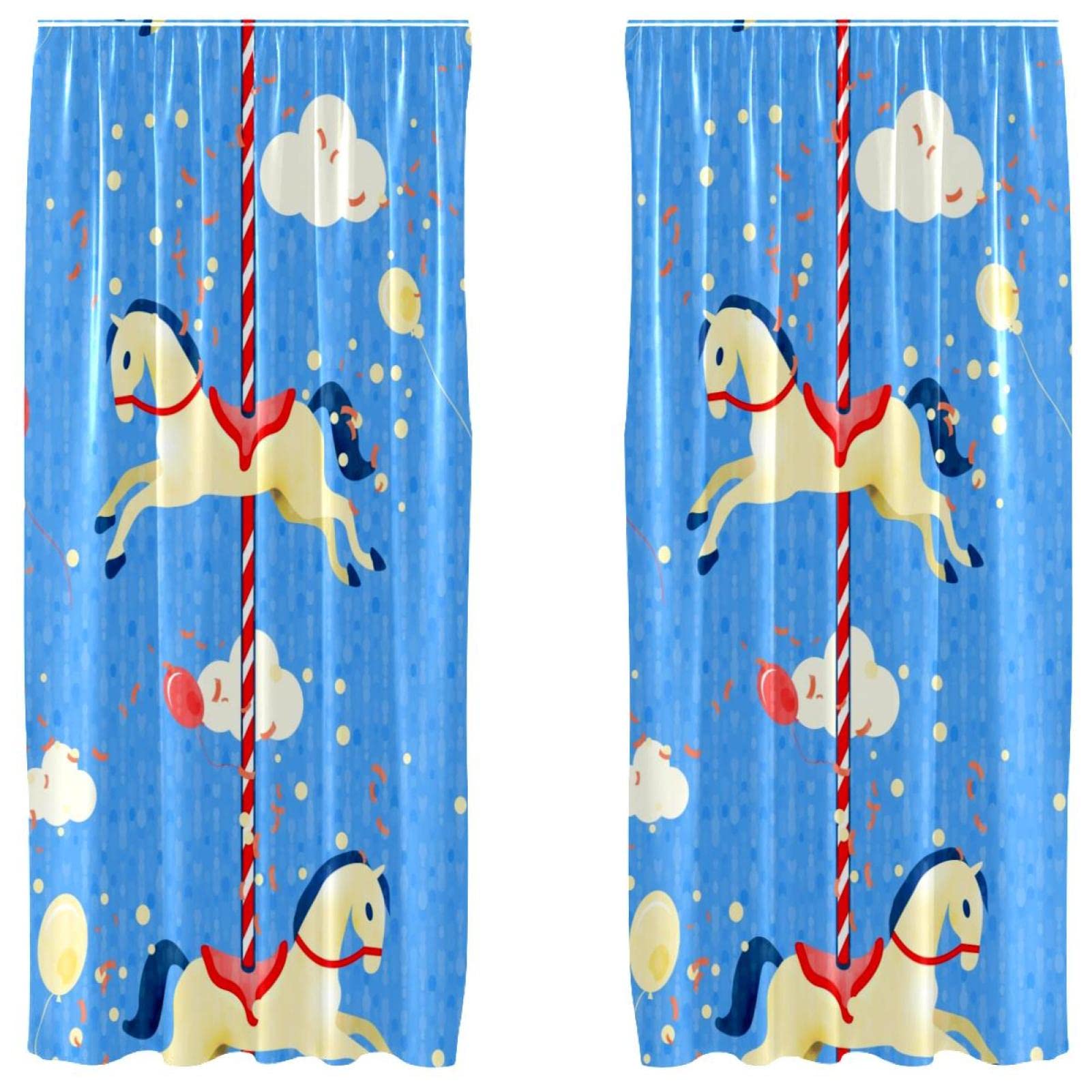 Juego de 2 paneles para renovar la luz del dormitorio con diseño carrusel azul 55x84