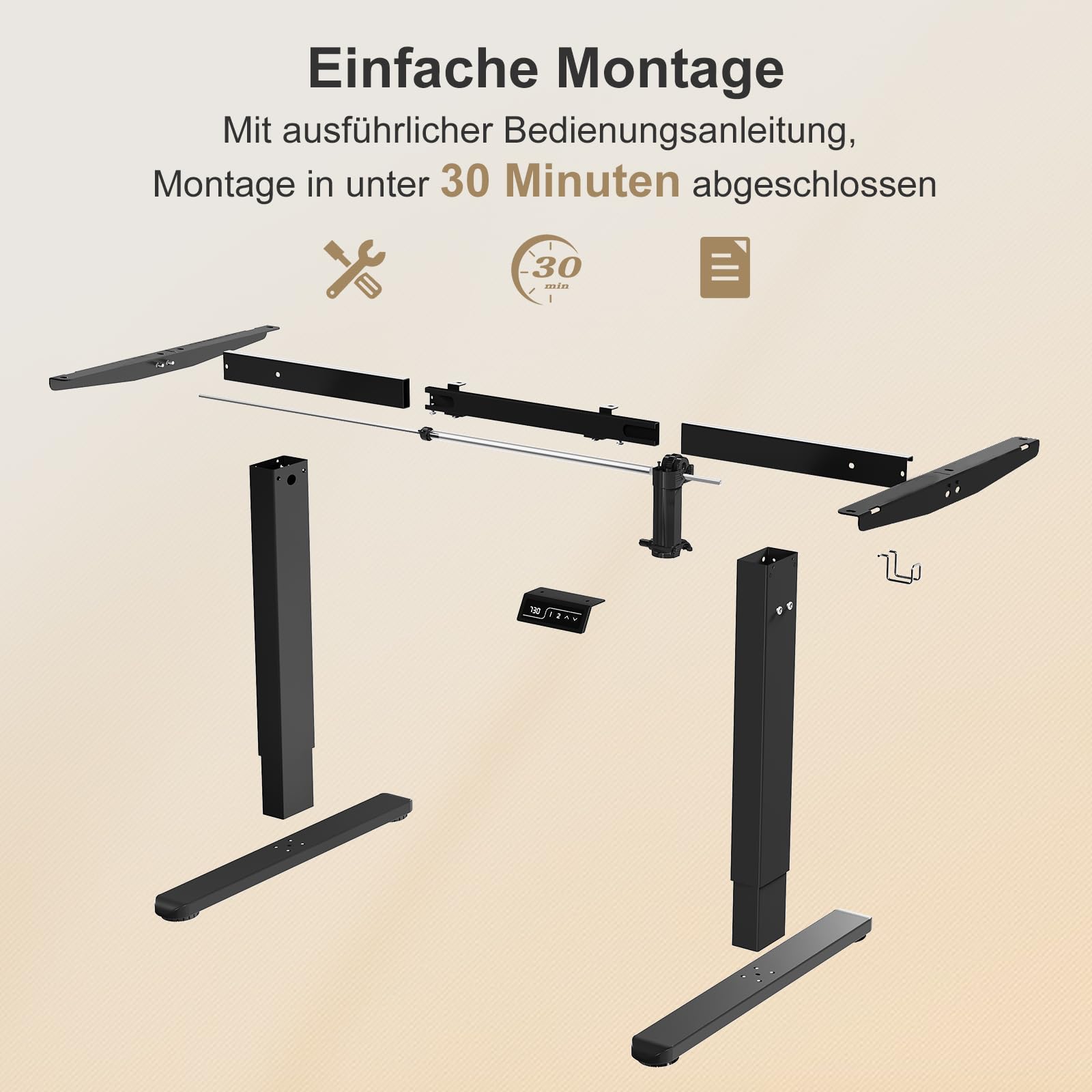 Flamaker Höhenverstellbarer Schreibtisch Elektrisch Tischgestell Höhenverstellbar Elektrisch 2-Fach-Teleskop Mit Memory-Steuerung Höhenverstellbarer Schreibtisch Gestell (Schwarz)