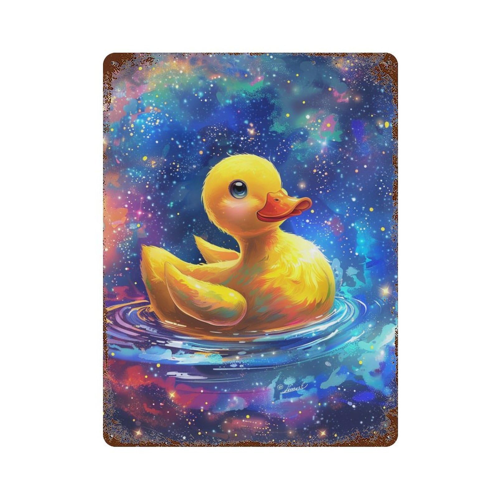 Garage Style Magical Duck Pond Vintage Rust Metal Sign 15.7"x11.8", Shabby Chic Decor for Bar And Workshop