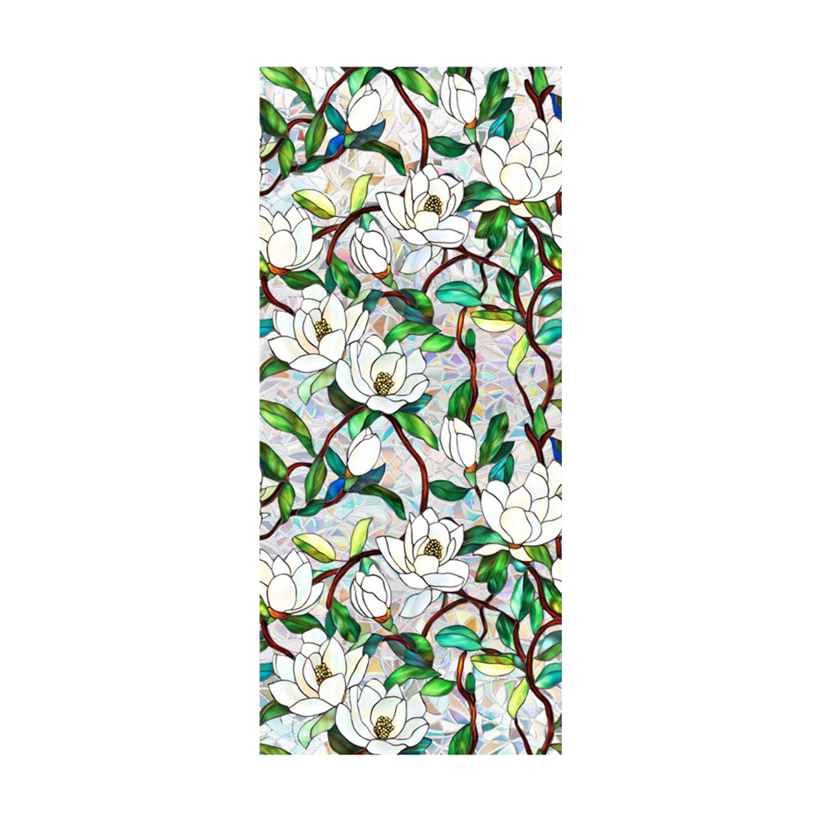 JSGHGDF Stained Glass Window Film Rainbow Statics Window Cling Flower Windowed Privacy Film Not Glues Decorative Windowed Clings Stained Glass Clings Removable