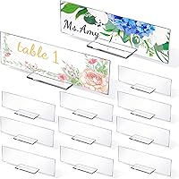 Yookeer 12 Pack Clear Acrylic Name Plates - 8.5x2.5 Inch Blank Personalized Desk Plaques for Office, Weddings, Events