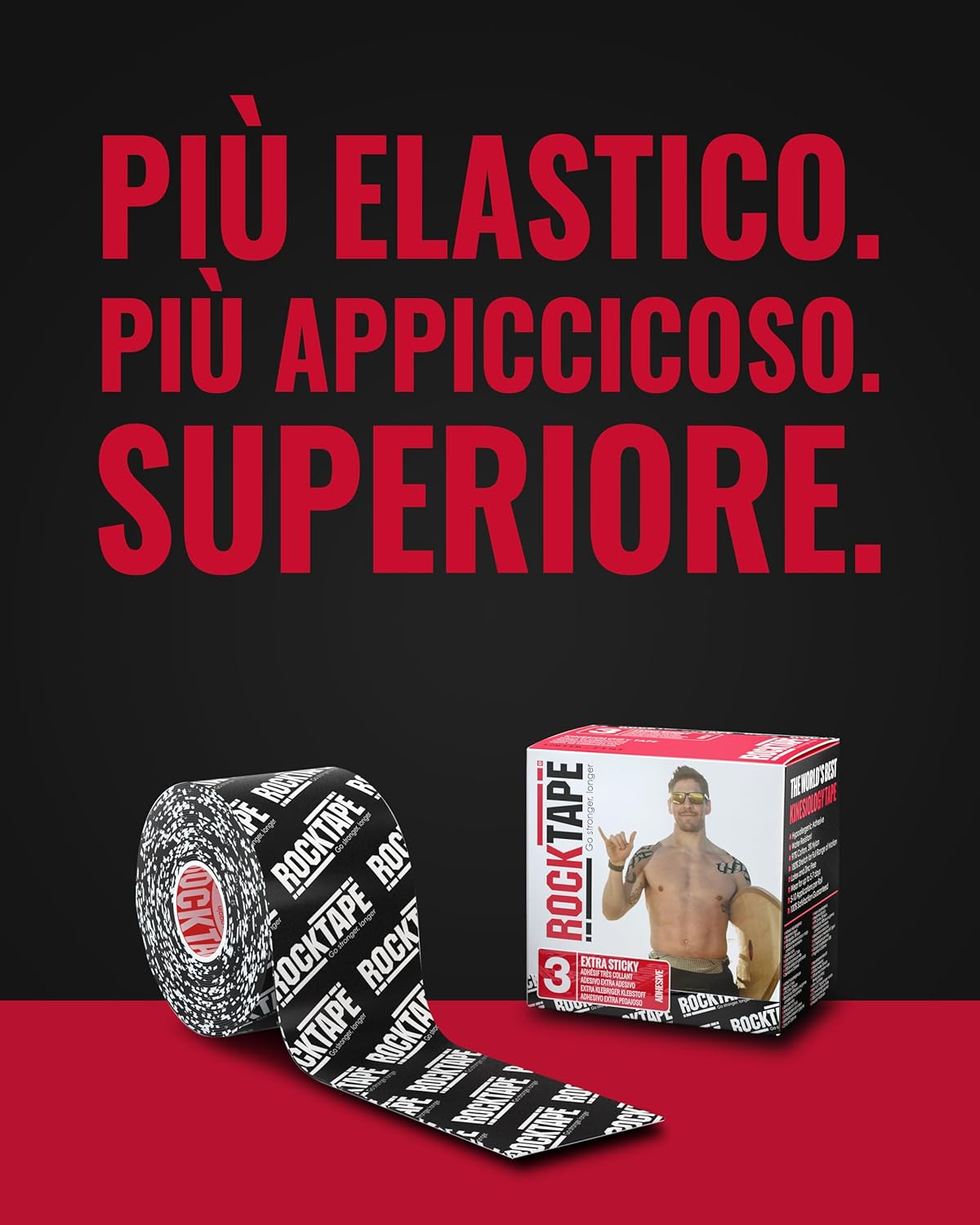 RockTape Extra Sticky Kinesiology Tape - Athletic Tape for Muscle Pain Relief, Injury Recovery - Microscopic Skin Lifting & Decompression - Sweat & Water Resistant - Image 7