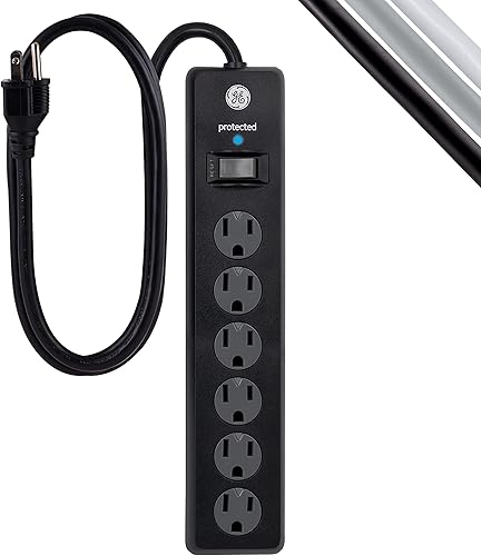 Vista 8 de GE UltraPro - Protector SurGE de 3 salidas con cable trenzado de 4 pies, tira de alimentación, cable de extensión, enchufe plano, 1 puerto USB-A y 1