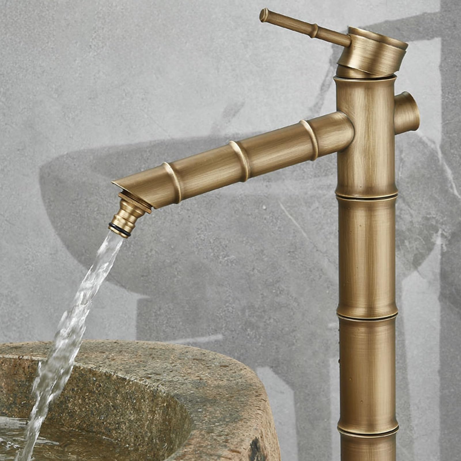 Columna de Agua de bambú Antiguo Totalmente de Cobre - Grifo Exterior Decorativo con hidrante anticongelante montado en el Suelo para riego y Lavado de Jardines.