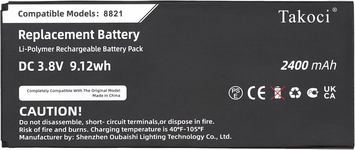 Replacement (5-Pack) Battery for Cisco 8821, CP-8821-EX-K9-BUN, CP-8821-K9-BUN, Wireless IP Phone 8821,fits Part No 74-102376-01, CP-BATT-8821, 3.8V 2400mAh