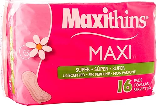 Maxithins Maxi Super sin perfume (16 almohadillas), paquete de 1