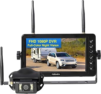 Haloview BT7 RV Backup Camera Wireless FHD 1080P DVR 7 Monitor System