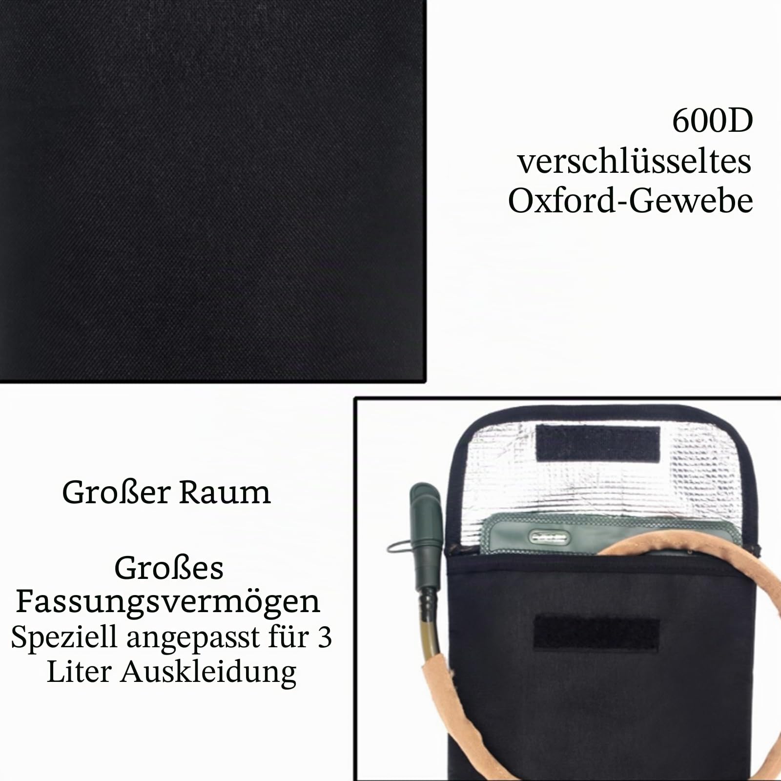 Isolierte Hydratisierte Blasenhülle, Sport-Wasserblasen-Isoliertasche, Isolierbeutel Für Wasserblase, Geeignet für 3L Wassersäcke, Laufen, Wandern, Klettern, Radfahren Im Freien (Ohne Liner)