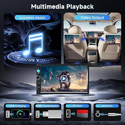 Miniatura 4 de Pantalla táctil Bluetooth estéreo para automóvil de doble DIN de 7 pulgadas, radio de automóvil doble DIN compatible con enlace de espejoradio FMEQ