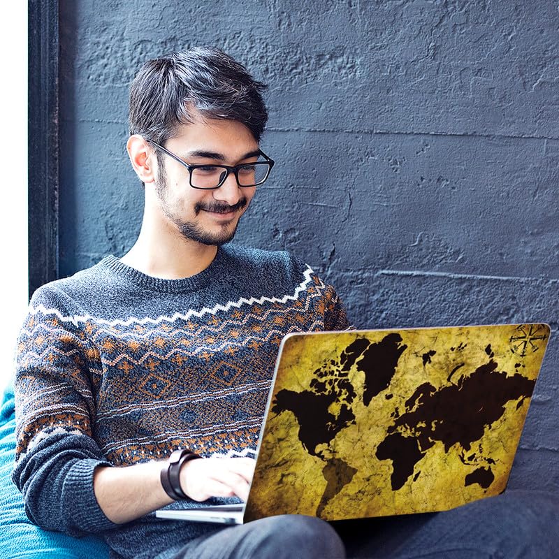 Image of Galaxsia World Map Grunge Full Body Vinyl Laptop Skin /Sticker /Cover Upto 15.6 Inches Laptops Laminated-Removable-HD Quality Compatible for Hp-Dell-Sony-Lenovo-Asus etc.(15x10 Inches)