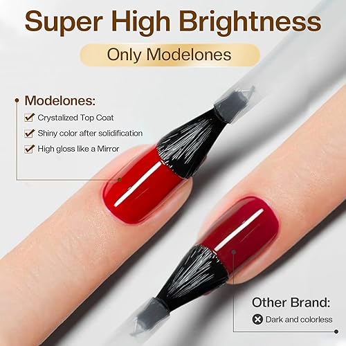 Miniatura 8 de modelones Guantes UV con capa superior de gel y capa base, 2 unidades de 0.5 fl oz (0.5 fl oz) de esmalte de uñas de gel que no se limpia y capa