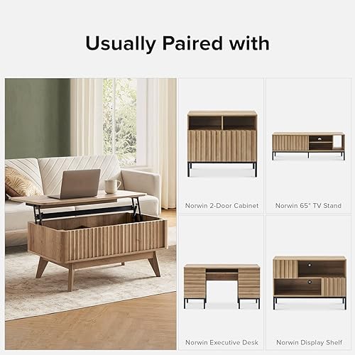 Miniatura 8 de Mopio - Mesa de centro Brooklyn, mesas de centro con parte superior elevada para sala de estar, de mediados de siglo, mesa central de estilo moderno