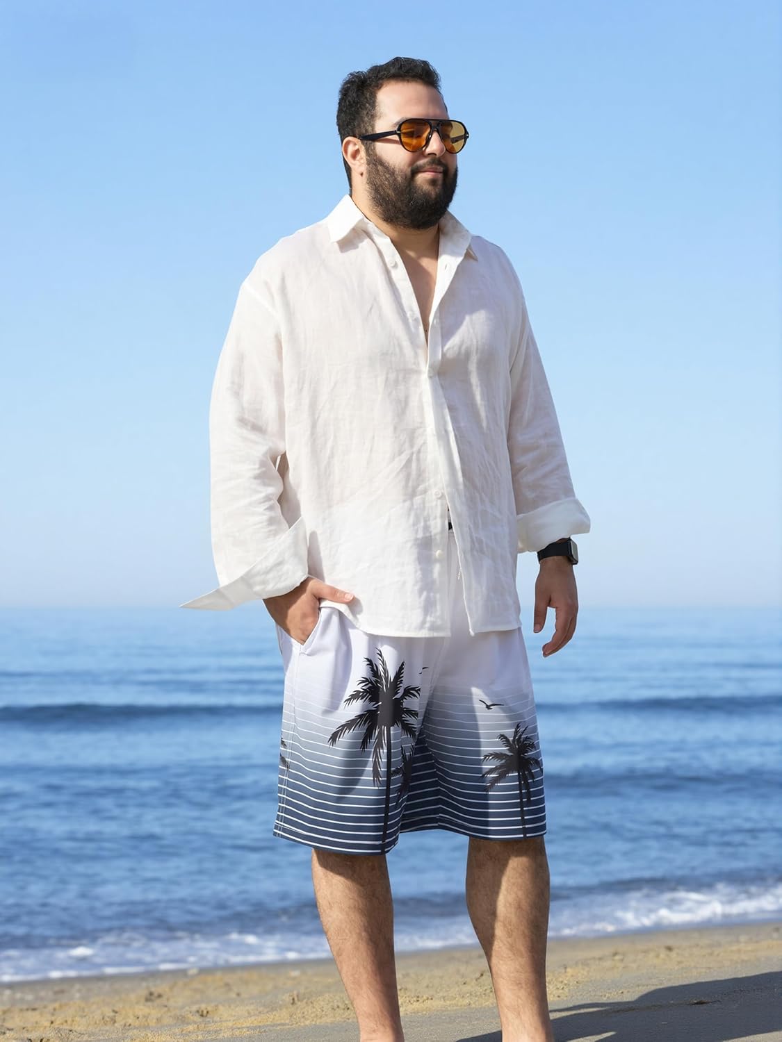 Arcweg Big and Tall Mens Swim Trunks - 9 inch Plus Size Quick Dry Bathing Suits with Mesh Liner & Zipper Pockets 1X-6X