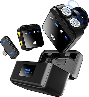 Anilivo Wireless Lavalier Microphone for iPhone/iPad with Lightning Mini Lapel Mic Wireless, 48KHz/24Bit, 150ft Range, Noi...