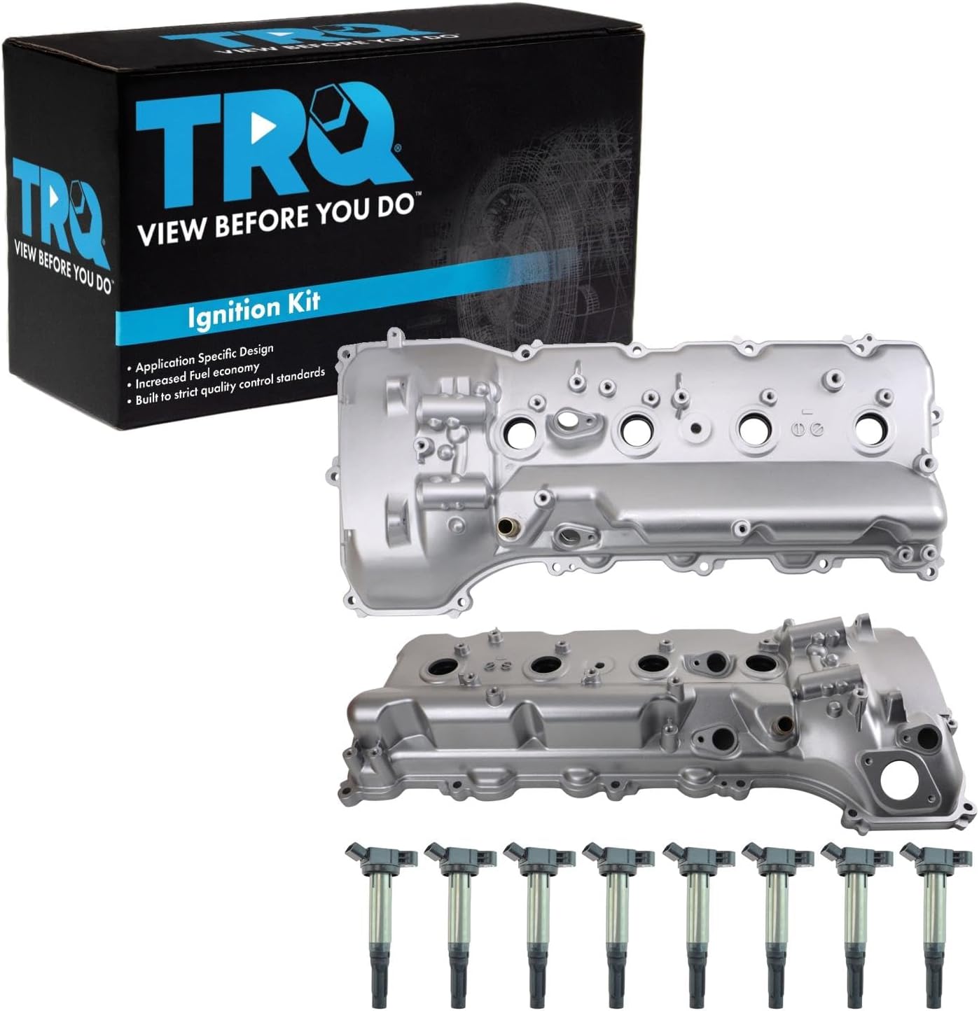 TRQ Ignition Coil Kit 10 Piece Valve Cover Compatible with 2008-2021 Lexus LX570 2008-2021 Toyota Land Cruiser 2008-2011 Sequoia 2007-2013 Tundra