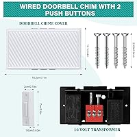 Vista 4 de Saillong Timbre de puerta con cable con 2 botones de presión iluminados, kit de timbre de puerta con cable delantero y trasero de 16V 10VA