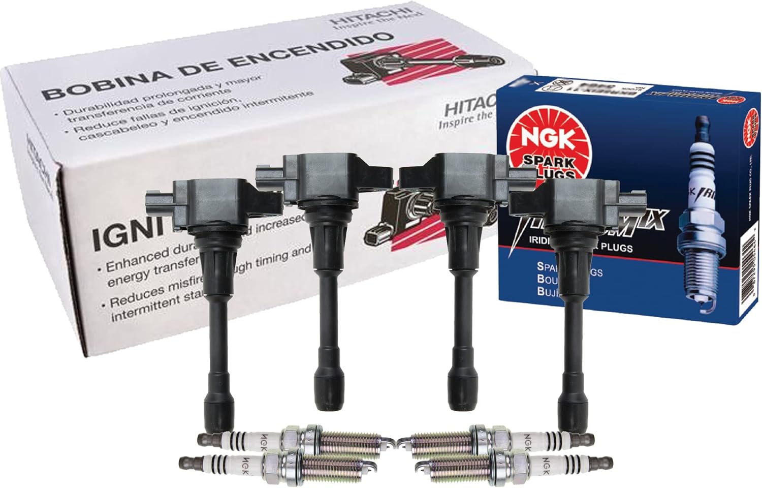 Astemo 4 Ignition Coils & NGK 4 Iridium IX Spark Plugs Gap 0.044" Kit For Nissan Versa Note 1.6 L4