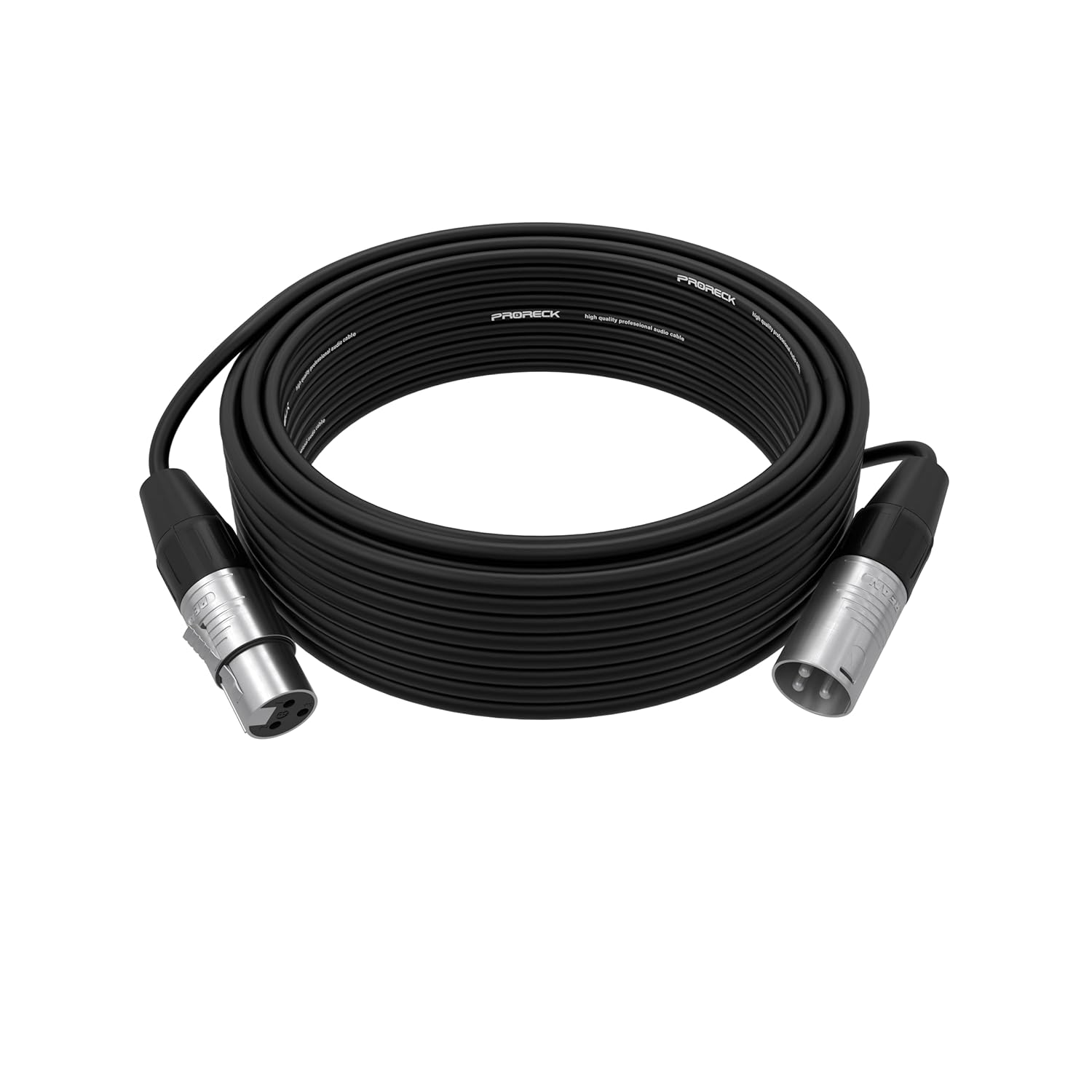 PRORECK 50FT Stereo Microphone Cable – XLR Male to XLR Female, Neutrik Rean Connectors, 24 AWG, Ideal for Stage, Studio, and Live Sound Applications(PRS-XLRM-XLRF/50FT)